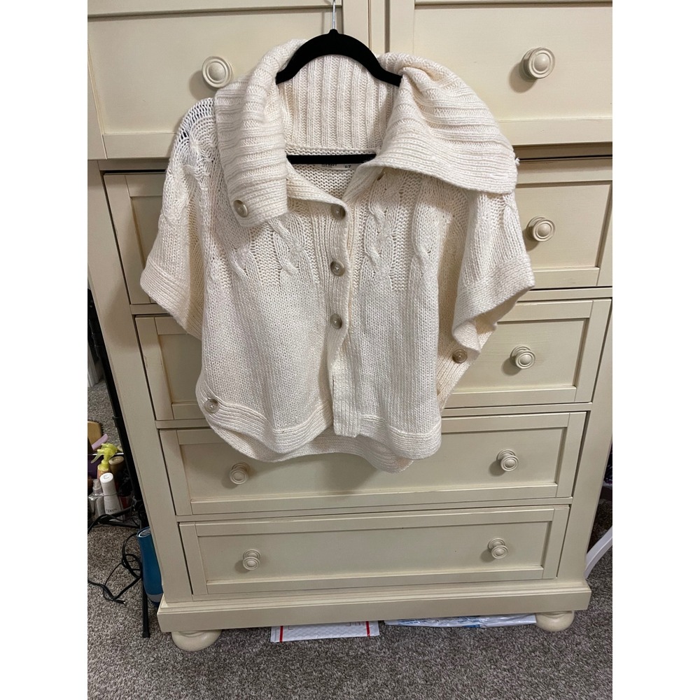 Old Navy Cream Cable Knit Shawl Collar Poncho Sweater Women's S/P